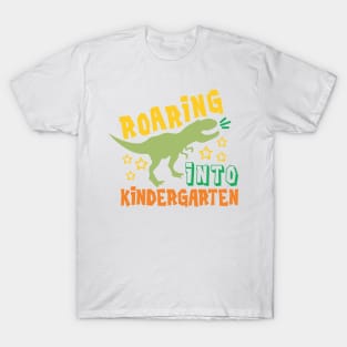 Roaring into Kindergarten Dinosaur Kids Back to School T-Shirt